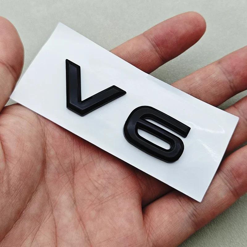 W213D ABS Chrome Black Logo V6 Emblem Letters Car Sticker Rear Trunk Badge For Volkswagen VW Touareg Passat Amarok V6 Accessories