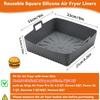 9Inch Large Silicone Air Fryer Basket Liners for Cosori/Ninja 6-8QT Pot 23cm Square Reusable Oil-Free Non-stick Oven Baking Tray