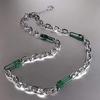 Necklace female design sense niche male personality green neutral chain jewelry does not fade sweet and cool long pin versatile