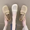 Breathable and Comfortable Soft Leather Flats, Summer Hollow Sandals, New Soft-soled Casual Temperament, One-pedal Doudou Single Shoes