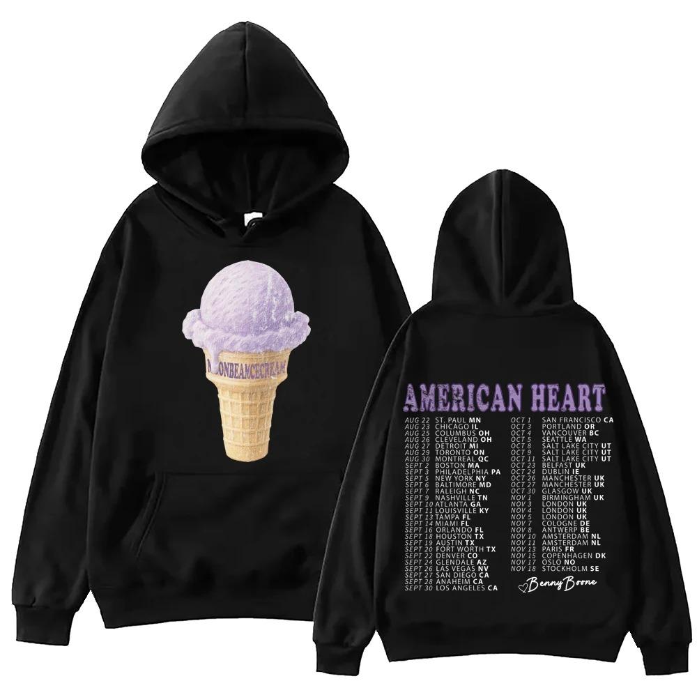 

Худи Benson Boone American Heart Tour 2026 Мужское Женское Харадзюку С длинным рукавом Пуловер Топы Толстовка Подарок 4XL чёрный