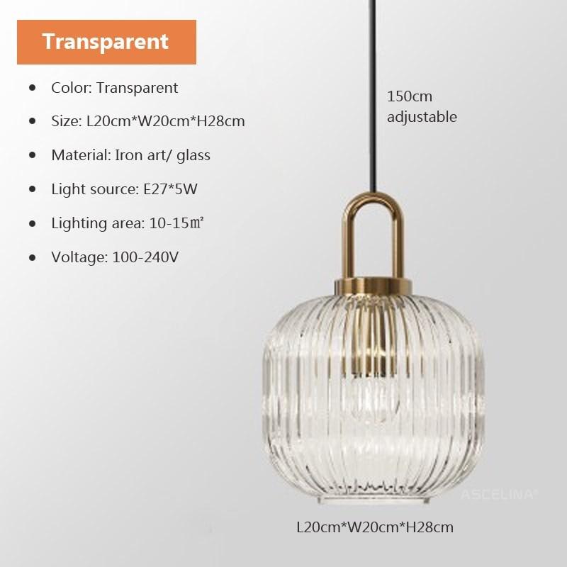 Modern Restaurant Striped Glass Pendant Light Transparent Color Milky White Living Room Nordic Luxury Room Decoration Lighting