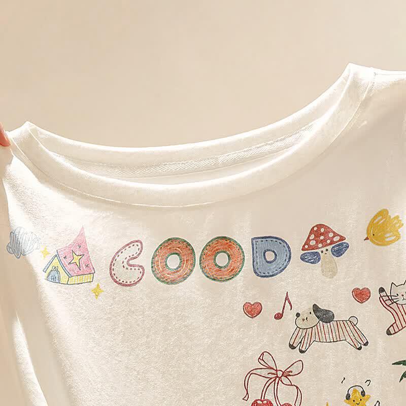 Women's Printed Drawstring Short Sleeve T-Shirt