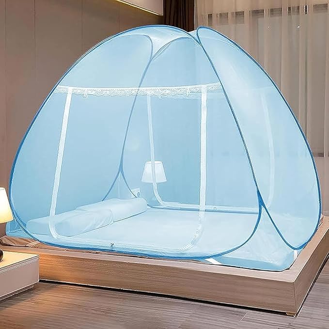 Premium Mosquito Net for Queen Size Double Bed (6 x 6 Feet), Easy Foldable Machardani with Corrosion Resistant PVC Coated Steel Frame