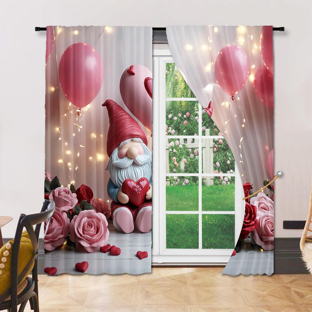 Set Of 2 Versatile Polyester Transparent Curtains Home Decoration Valentine Use Bedrooms Living Rooms Curtain Ideal For Room