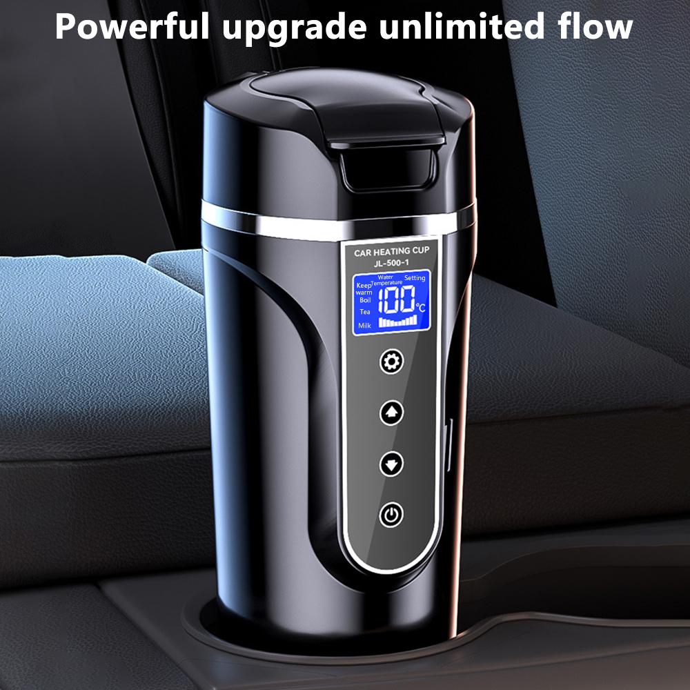 Edelstahl LCD-Anzeige Wasserwärmer Flasche 12V/24V Tragbecher mit Wärmespeicherung Kessel Kaffee Milch Erhitzt Fahrzeugzubehör
