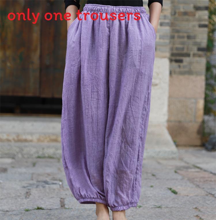 Cotton Linen Loose Fit Pants For Women Summer Boho Style Casual Trousers