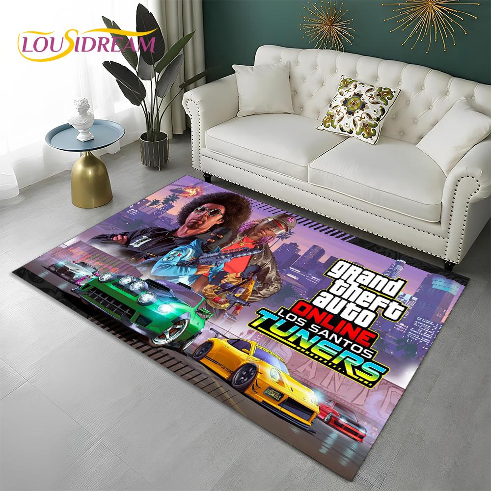 Grand Theft Auto Games 3D GTA  Gamer Carpet Rug for Home Living Room Bedroom Sofa Doormat Decor,kids Area Rug Non-slip Floor Mat