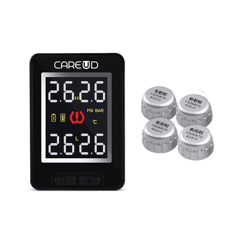 CAREUD U912 For Toyota Tire Pressure Monitor Wireless Internal External Sensors High Sensitivity Auto Alarm TPMS External Sliver