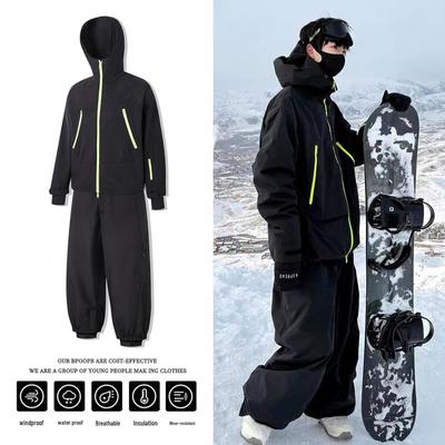 Unisex Skianzug Set: Winddichte Wasserdichte Zweiteilige für Skiing auf Single/Double Board, Strapazierfähige Schneehose für Outdoor-Sportarten