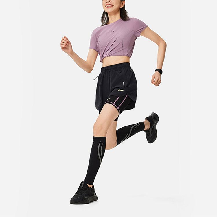 Li Ning Running Series Anti-Ultraviolet Ice Feel Comfortable Reflective Sports Short Sleeve T-Shirt Women Tops Crystal-Purple ATSU508-2