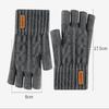 Fleece Lined Half Coverage Gloves Knit Half Finger Gloves Warm Knitted Fingerless Gloves  Winter