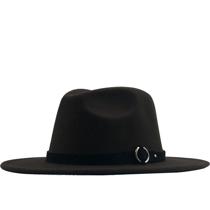Autumn and Winter New Woolen Top Hat Flat-brimmed Big Eave Hat Versatile Straight-edged Jazz Hat Church Hat
