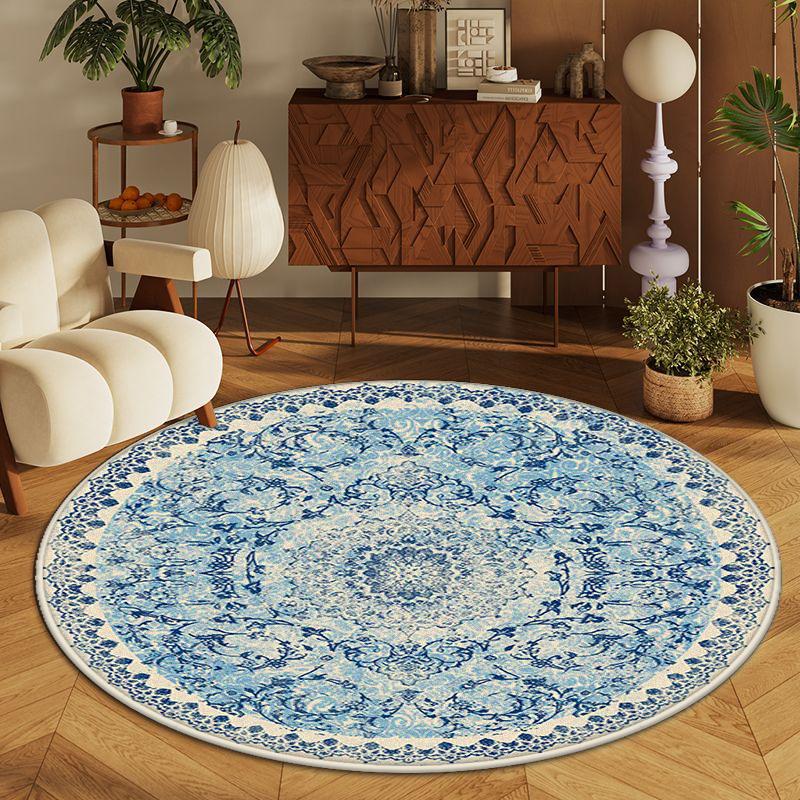 Black Persian Round Carpet for Living Room Bohemian Decoration Bedroom Non-slip Rug Lounge Study Lint-free Washable Chair Mat