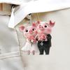 Pig Car Hanging Ornament 2D Acrylic Valentine’s Day Decoration Cute Love Theme Pendant for Rearview Mirror Wedding Party Decor