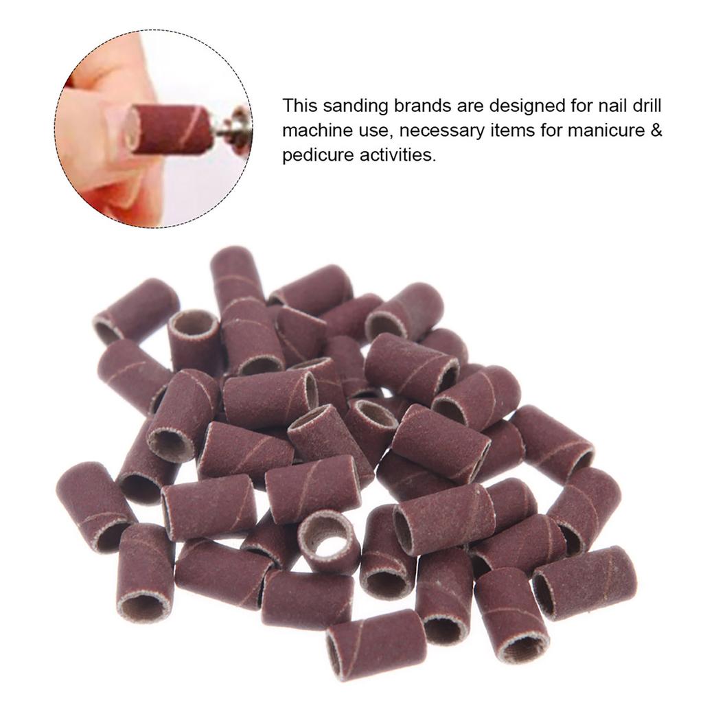 100 Pcs Nail Drill Sanding Bands Grinding Sand for Manicure Pedicure Nail Drill NaMachine Nail Art Tool 80# 120# 180# Optional Size