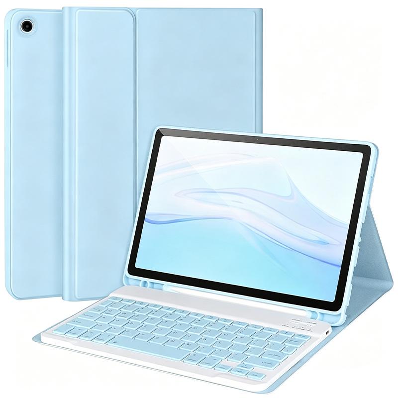 Custom Embossed Samsung Galaxy A9+ Tablet Case & Bluetooth Keyboard with Silent Mouse - Multilingual (French, German, Spanish)