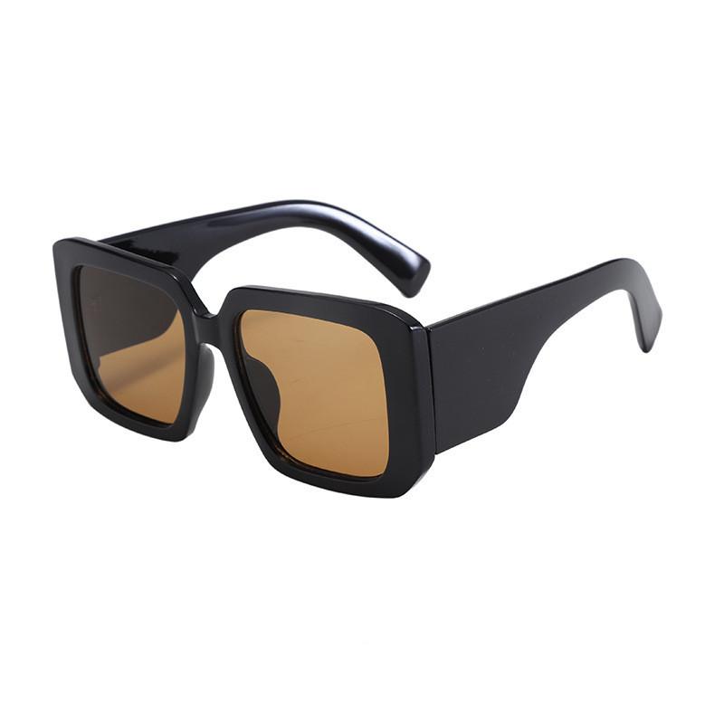 Oversized Square Black Frame Sunglasses With Uv400 Protection For Outdoor Fashion And Driving