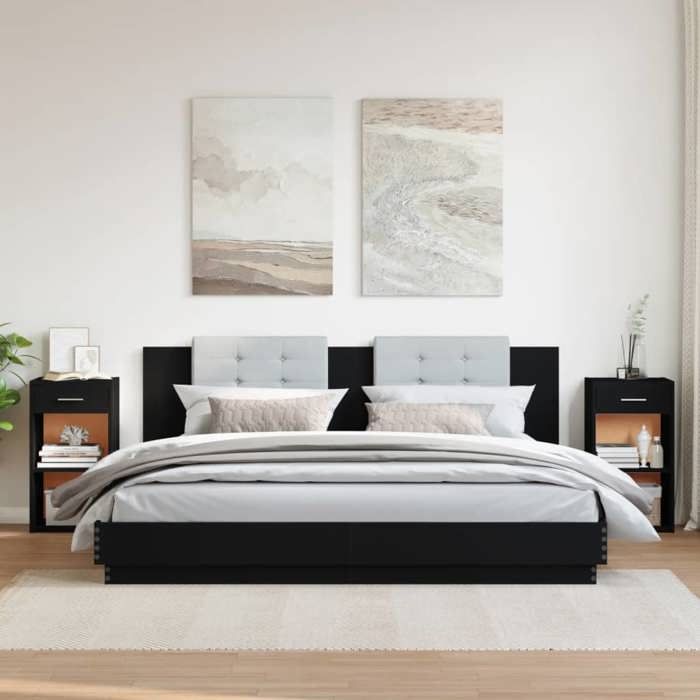 VidaXL Tables de chevet 2 pcs noir 35x34x65 cm bois d’ingénierie, table de chevet, meuble de chambre, table de nuit, 840579