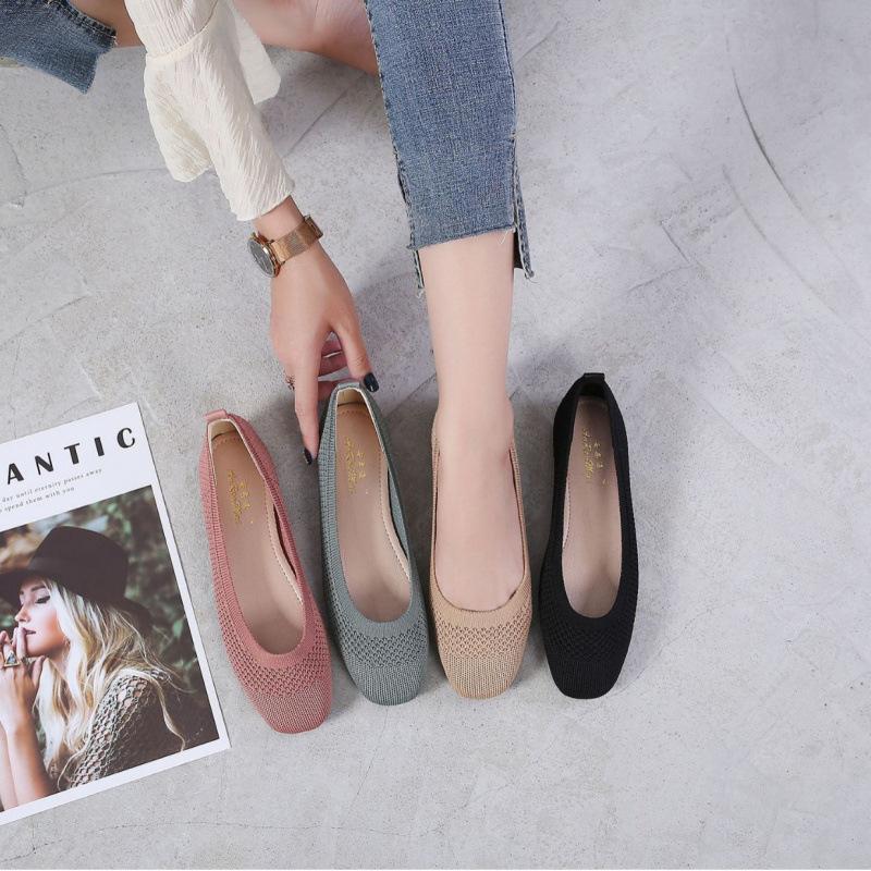New fly-woven shoes women's comfortable and versatile flat-soled single shoes breathable women's shoes maternity shoes flat heels