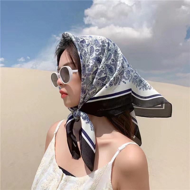 Women Silk Scarf Summer Hair Scarf Silk Satin Neckerchief Female Hair Ties Headband Hair Ornament Woman Bandana Bag Scarves