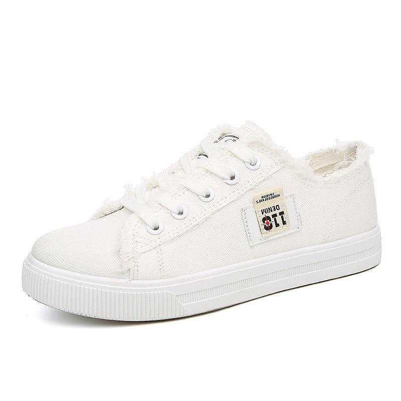 Spring and Autumn Canvas Shoes Female Students Flat Bottom Breathable Casual Board Shoes Large Size Little White Shoes