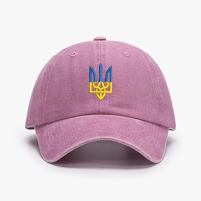 Embroidery Ukraine Trident Symbol Cotton Washed Fashion Sports Baseball Cap Adjstable Hip Hop Urban Street Style Dad Hat Visor Protection Snapback