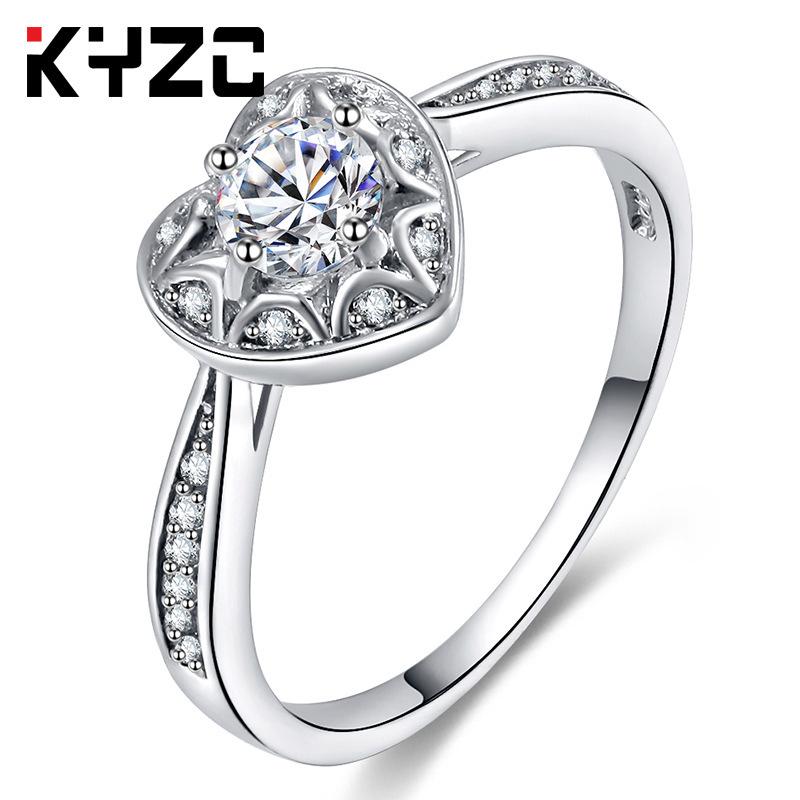 Accessories Simulation Diamond Heart Ring Silver Jewelry Mixed Batch, Fashion Non-Fading Ring, Birthday Gift