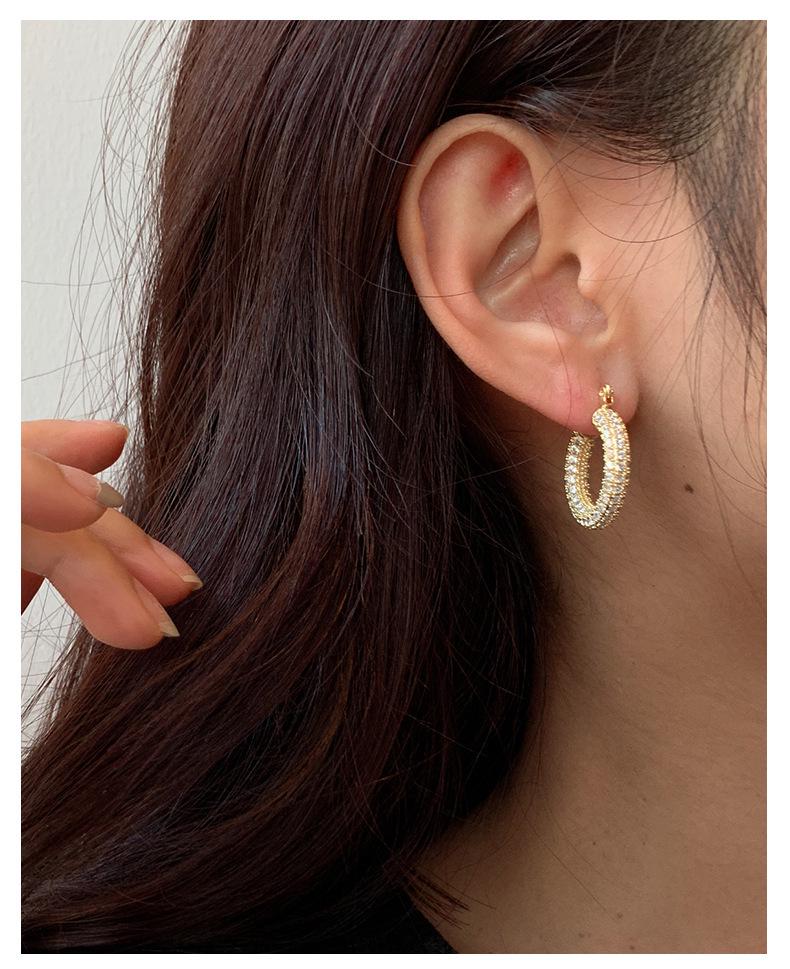 Elegant Zircon U-Shaped Earrings: Luxury Geometric Studs for Women