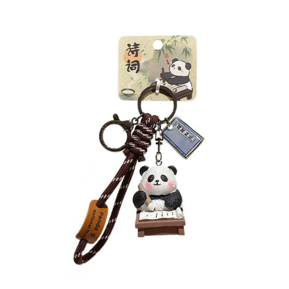 Kawaii Panda Keychain Chinese Style Car Key Ring Creative Panda Dolls Pendant  Key Decor