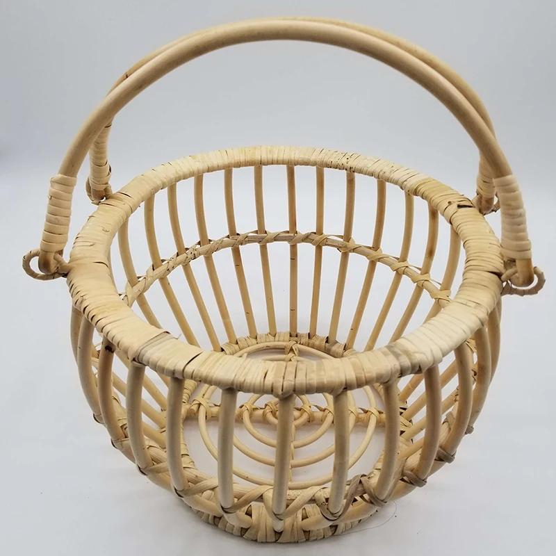 

Newborn Photography Props Retro Rattan Basket Chair Infant Photo Baby Girl Boy Posing Bed Background Photography Accessor