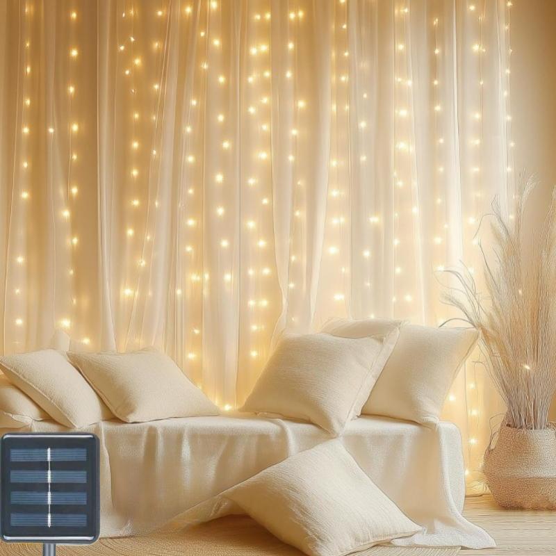 Гирлянды на солнечной батарее для окон, гирлянды, водонепроницаемые гирлянды, гирлянды-шторы для вечеринки, свадьбы, фестиваля, гостиной, спальни 3x1m