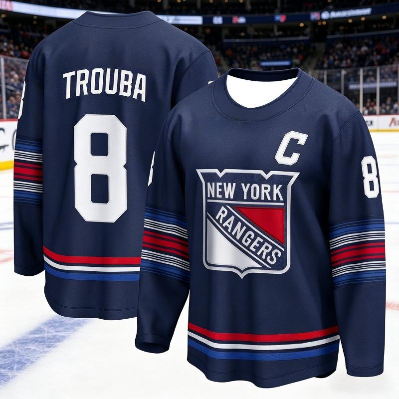 Neuer Herren Eishockey Trainingsanzug - Raptor 3D-Druck - Schnelltrocknend, Feuchtigkeitsableitend, Marineblaue Farbe - Langarm-Oberteil Kinder