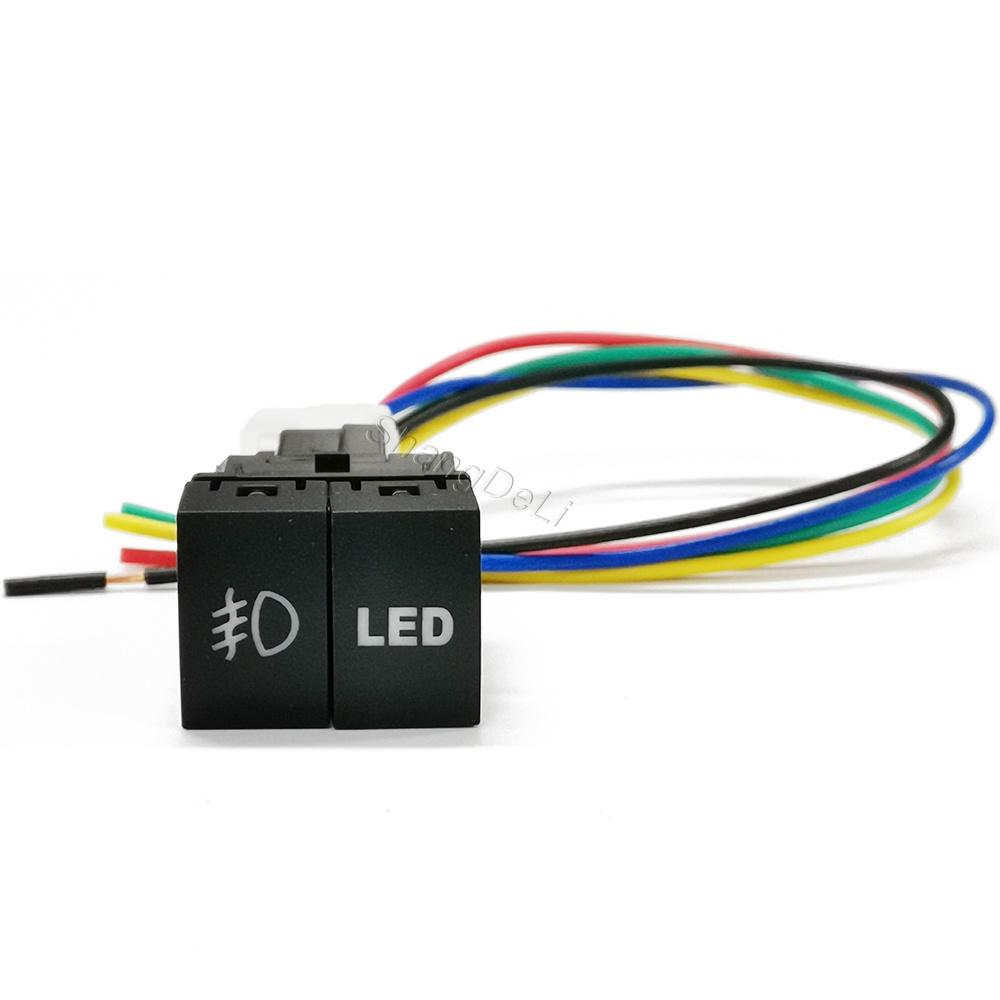 1PC Car Dual Switch Fan Light LED DRL Front Rear Fog Light Switch Button with Wire Fit For Nissan X-TRAIL 2023 Accessories
