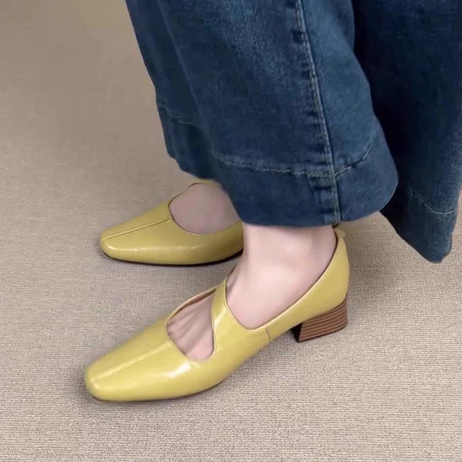 Innere Höhenzunahme Retro Dicke Ferse Französische Leichte Mund Einzelne Schuhe Damen Kleine Mary Jane Schuhe Kleine Lederschuhe Retro-Stil