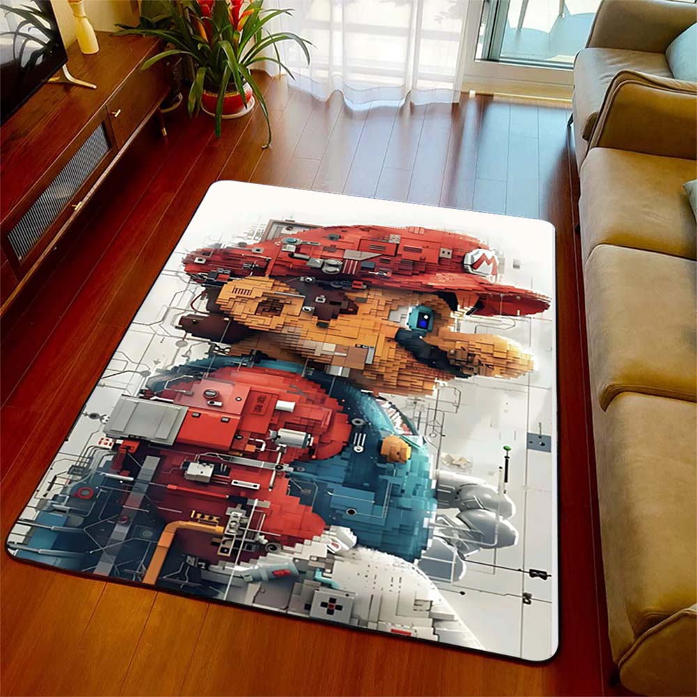 

Mario Figure Printed Area Rug Polyester Soft Non-Skid Carpet Indoor Home Bedroom Living Room Mat 60x90cm
