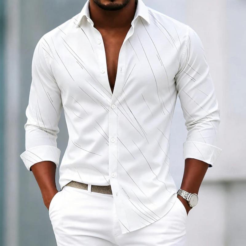 Men S Long Sleeve Striped Casual Shirt For Spring Autumn