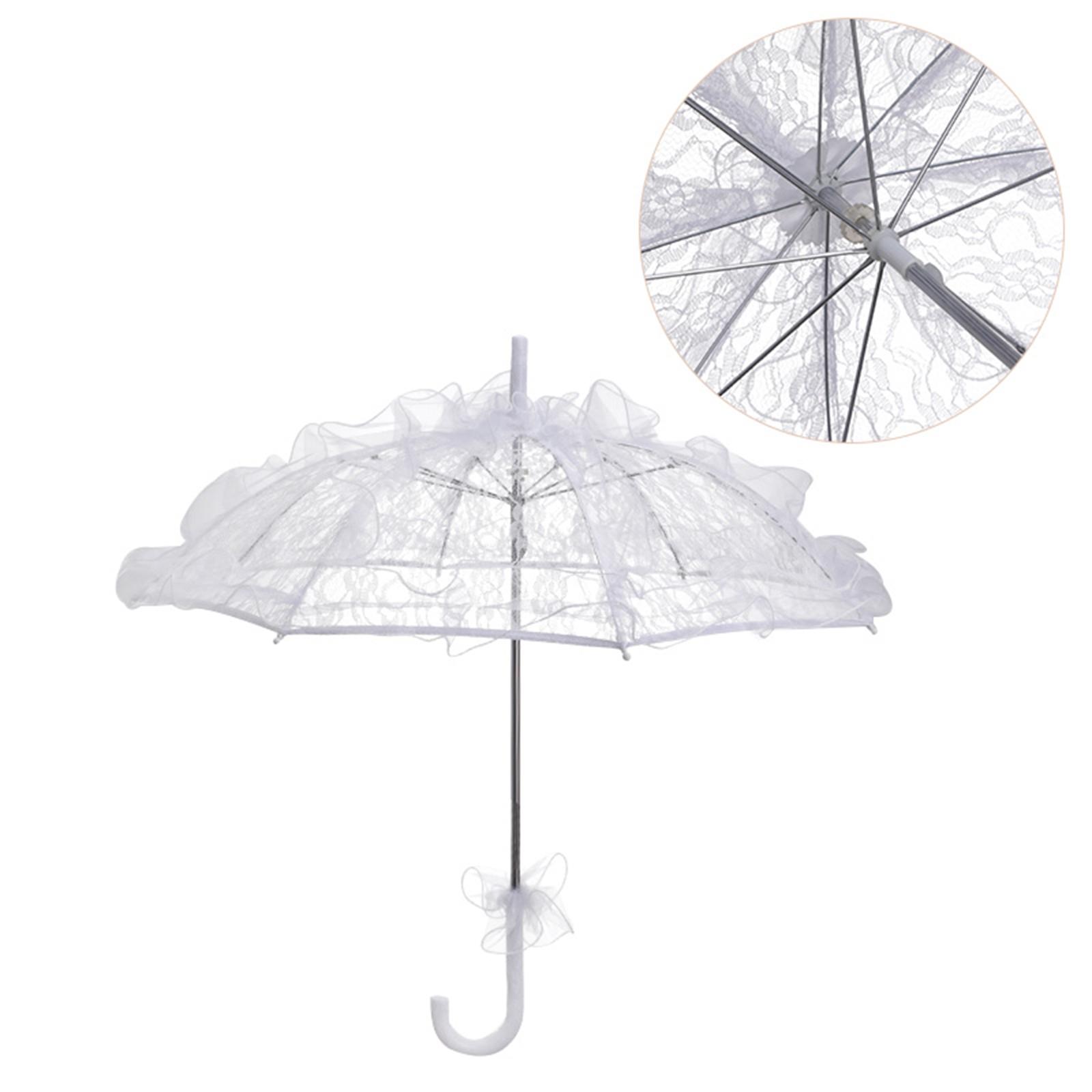 Lace Umbrella Parasol Accessories Bridal Props Flower Photography Party белый