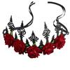 Bohemian Gothic Zombie Bride Headpiece - Black Rose Halloween Costume Accessory