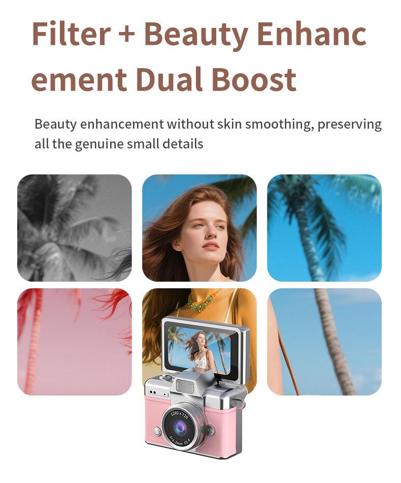 LX-027 Portable 1080P Retro Camera with Flip Screen for Outdoor Sports & Travel