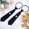 Casual Heart Print Zippers Tie Stage Performances Neck Tie Artistic Youth Tie for Female Student