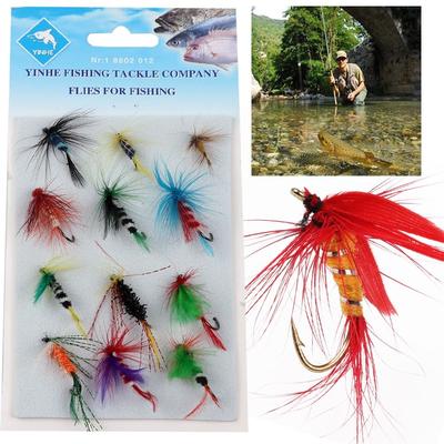 12 piezas Anzuelo de Pesca con Mosca Imitación Abeja Moscas Cebo Insecto Señuelos Artificiales Jig de Pluma para Pesca de Carpas