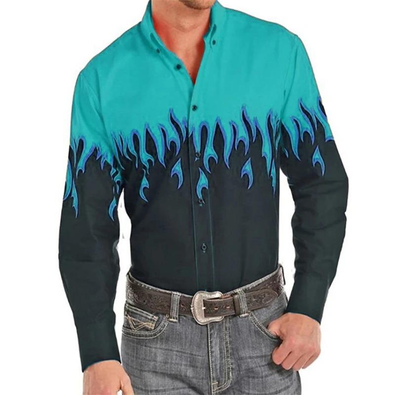 Men's Shirt Pattern Shirt 3D Printed Shirt Outdoor Street Long Sleeved V-Neck Clothing Fashion Designer Casual and Comfortable