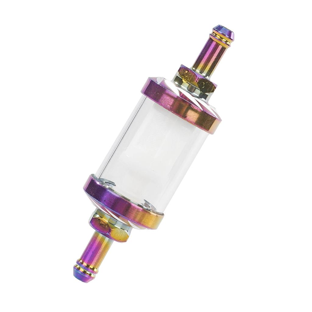 Universal Motorcycle Fuel Filter - High  Aluminum Glass Fuel Cleaner For Motorbike, Scooter, ATV, Dirt Bike - Multiple Colors Available