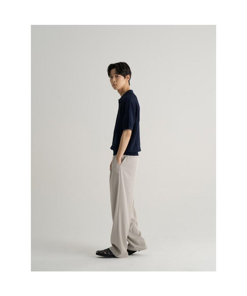 8seconds Cool Touch Textured Collar Short Sleeve Knit Navy