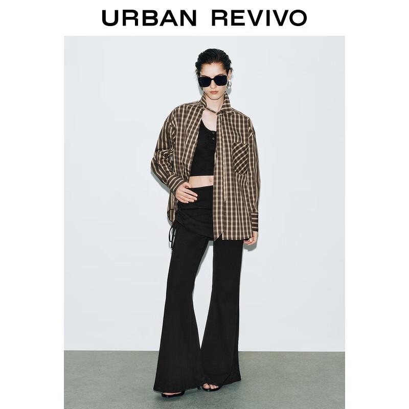 

UR Women s Trendy Colorblock Plaid Asymmetrical Polo Shirt S