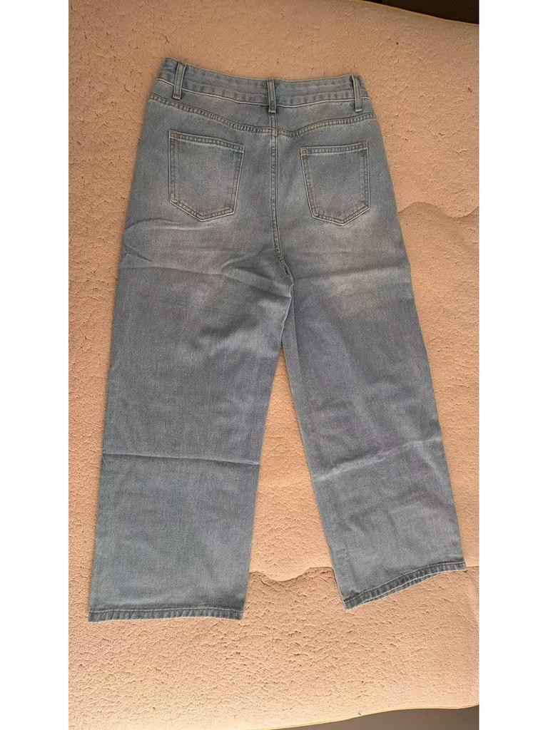 Retro gewaschene Mehrprozess-Jeans für Damen mit weitem Bein - Lockerer Schnitt