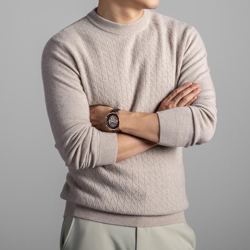 Men's Winter Cashmere Sweater: Fashionable, Warm, Casual Round Neck for All Ages