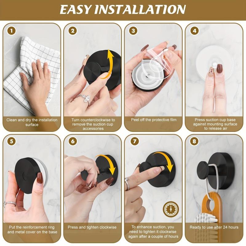 2PCS Powerful Suction Cup Stainless Steel 304 Hook for Bathrooms and Kitchens, Vacuum Technology for Wall Hooks, 14.99 Lbs