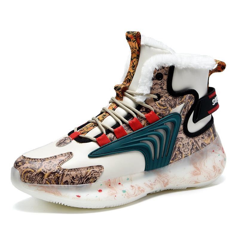 Winter Large Size High Top Dad Shoes Men's Country Morning Wind Popcorn Coconut Shoes Velvet Large Cotton Warm Cold Snow Boots